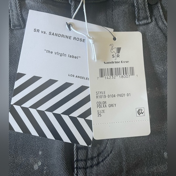 NWT Free People x Sandrine Rose Denim jeans gray, paint splatter fits 26-27” - Picture 6 of 8